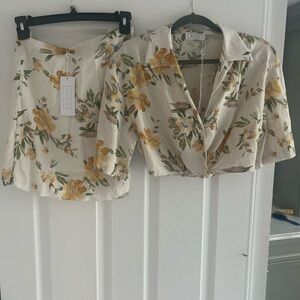 Sage Floral Blouse in Cream and Yellow